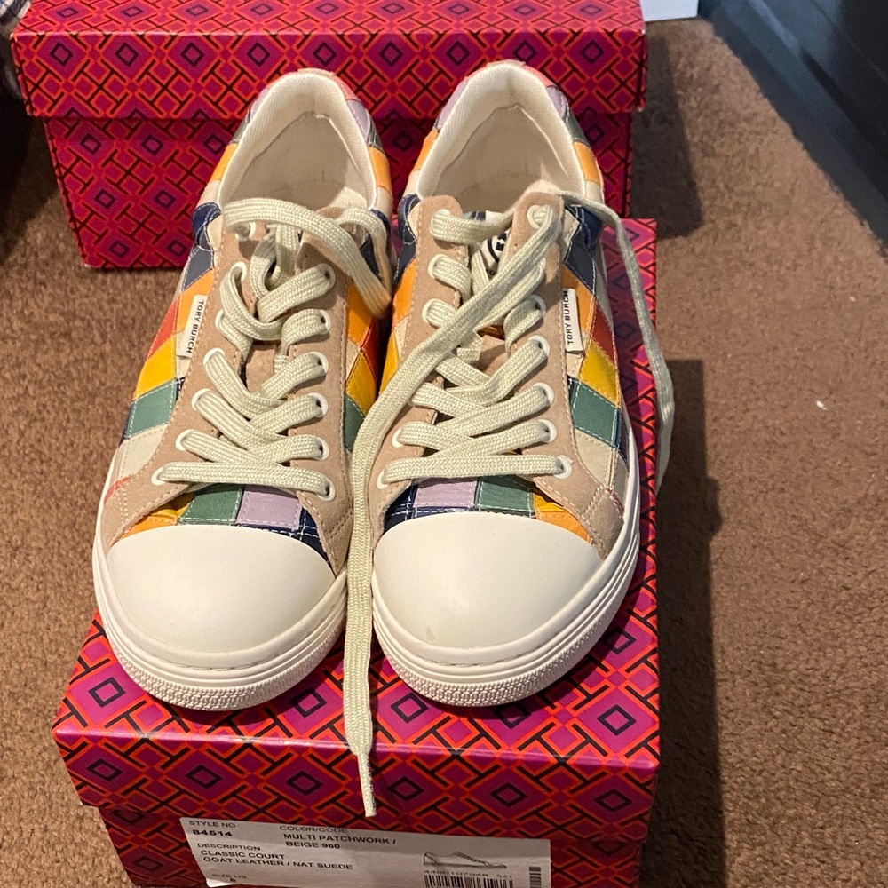 Brand new Tory Burch Colorful Patchwork Sneakers